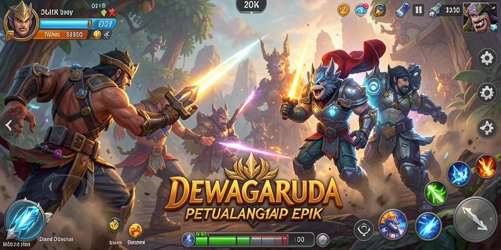 Tampilan seru gameplay DEWAGARUDA dalam aksi pertempuran.