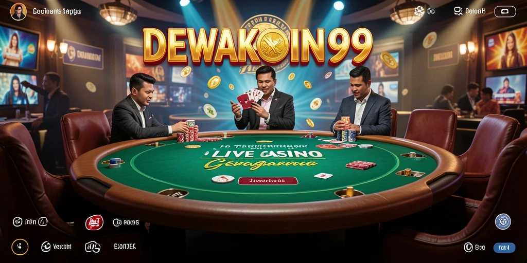 Screenshot DEWAKOIN99 menampilkan gameplay Live Casino yang sangat menarik.