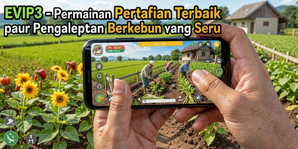Gameplay seru di EVIP3 dengan kebun yang penuh warna.