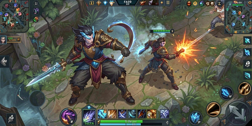 Screenshot gameplay FA99 yang menampilkan pertarungan seru dan strategi tim.