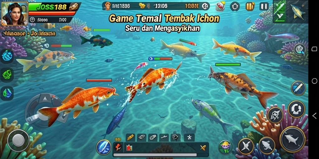 Screenshot gameplay JOSS188 menampilkan aksi menembak ikan yang seru.