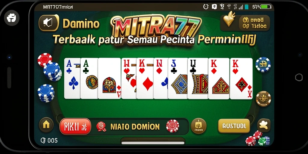 Screenshot MITRA77 menunjukkan gameplay menarik dan interaktif dalam permainan Domino.