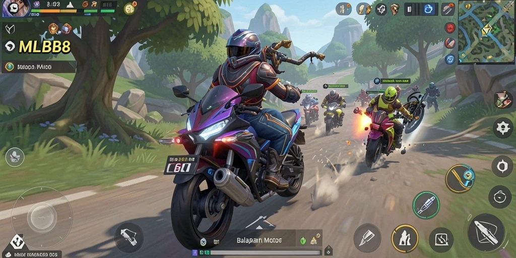 Tampilan seru gameplay balapan motor di MLBB8.