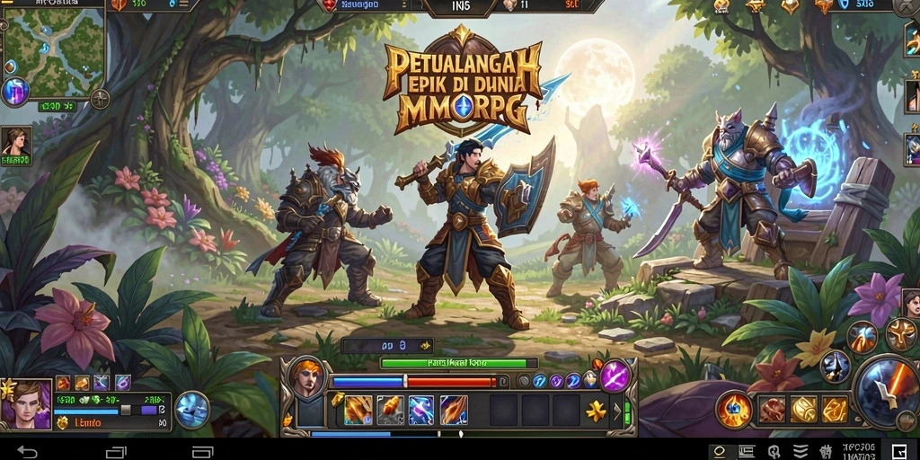 Tampilan layar utama MPO303 menampilkan aksi karakter dalam dunia MMORPG.