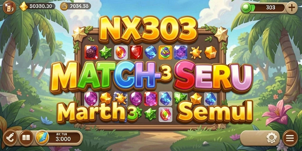 Tampilan gameplay seru di NX303 dengan efek Match-3 yang memukau.