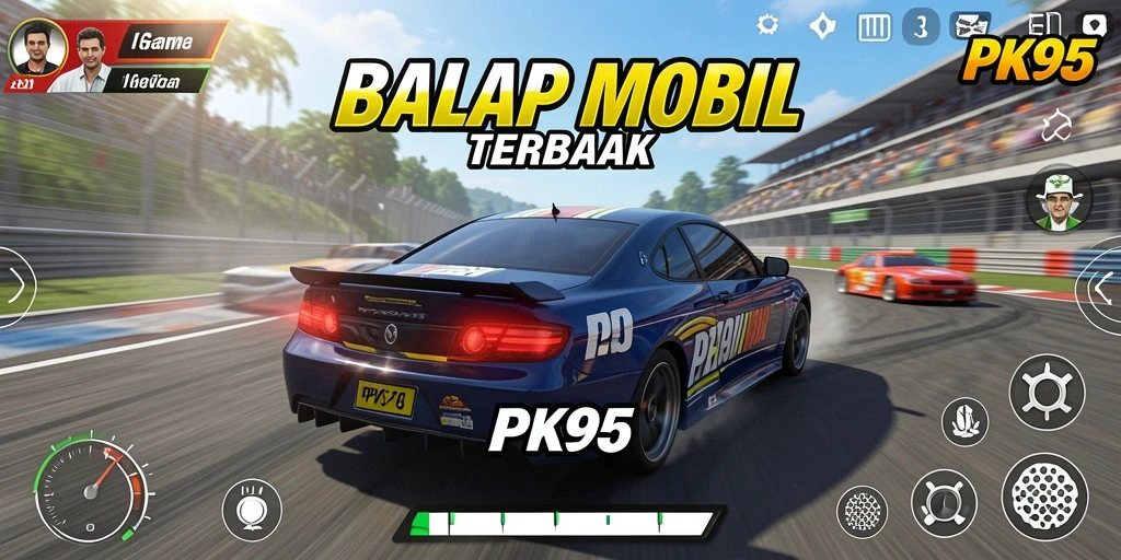 Tampilan gameplay PK95 yang mendebarkan dan penuh aksi balap.