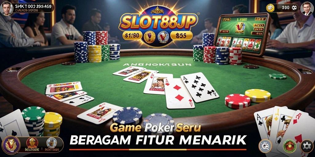 Tampilan gameplay SLOT88JP saat bermain Poker yang seru dan menantang.